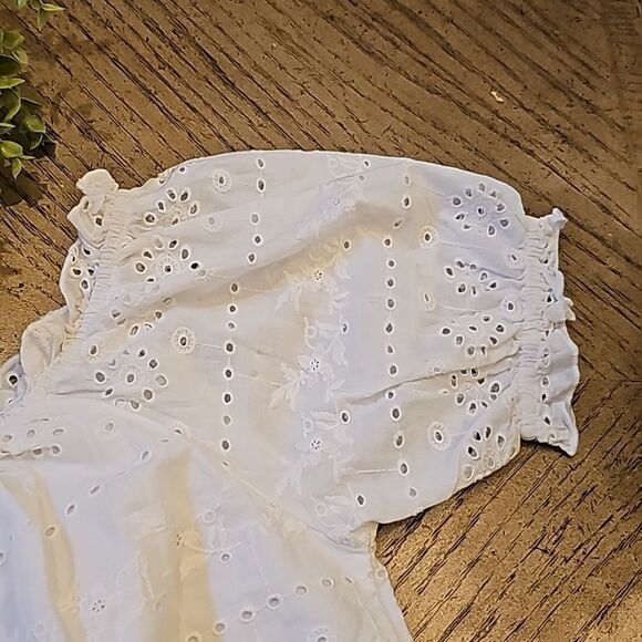 White crop top off shoulder size S NWT Calligraphie 100% cotton - Picture 6 of 9